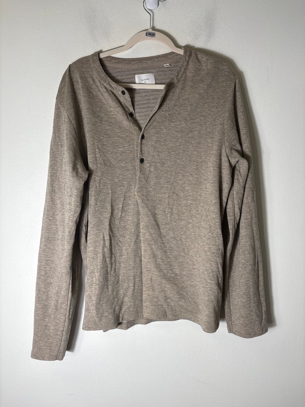 Billy Reid Tan Heathered Long Sleeve Cotton Blend Shirt Sz XL